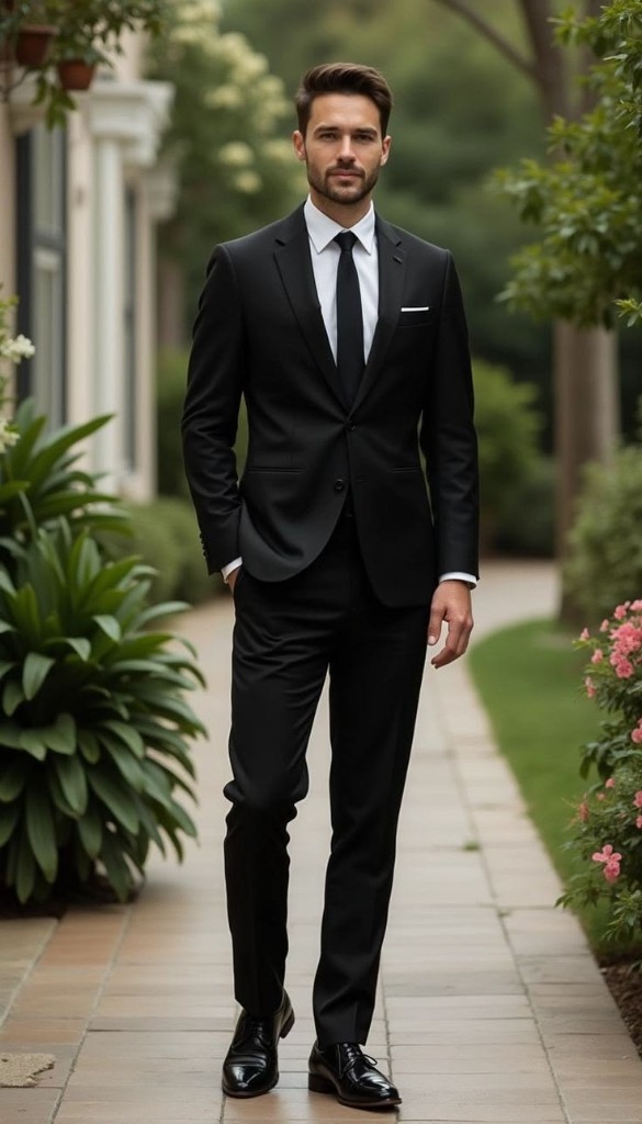 Referência masculina — fato escuro formal